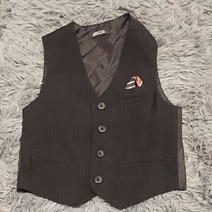 Kids Black Pinstripe Vest